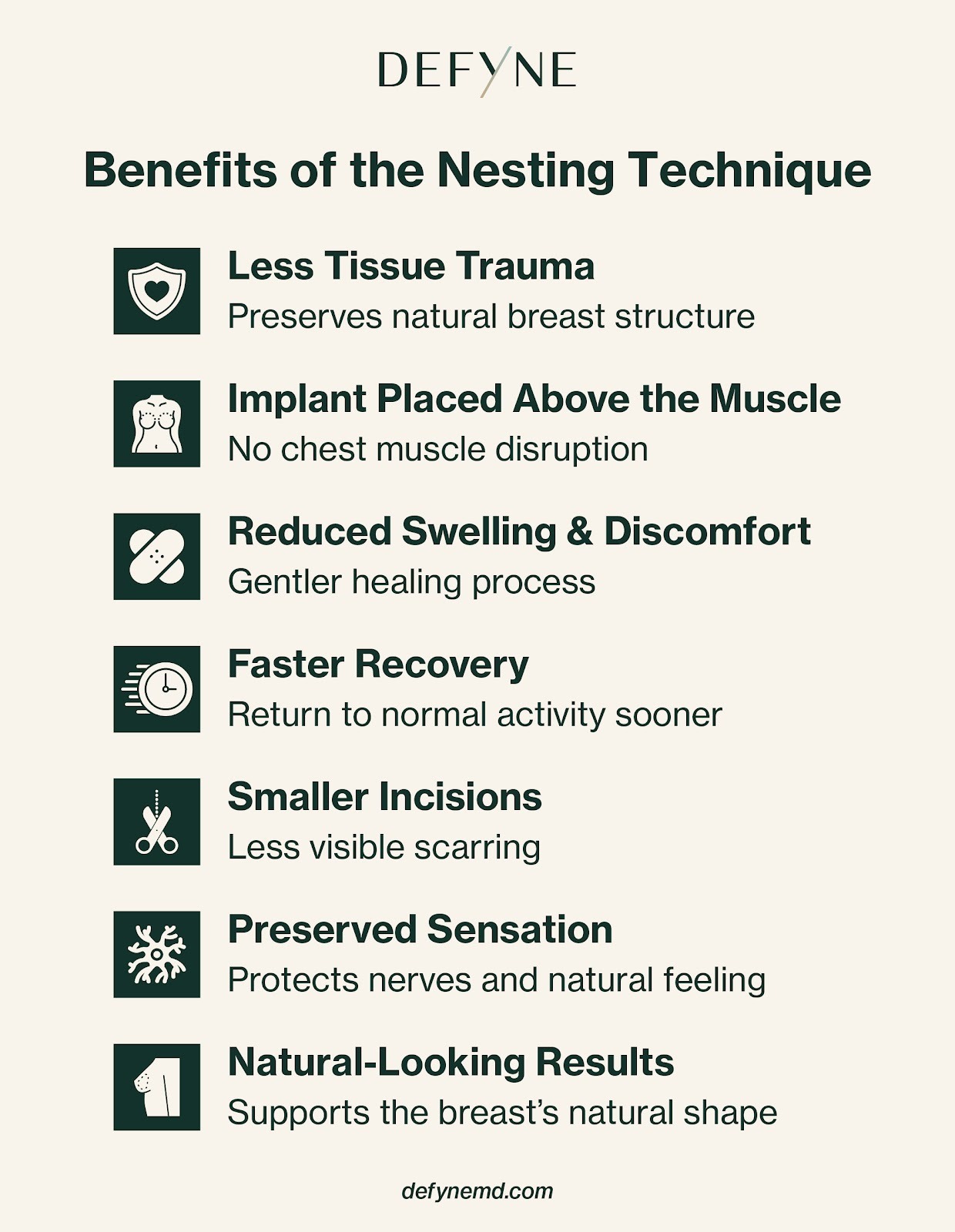Benefits of the nesting technique